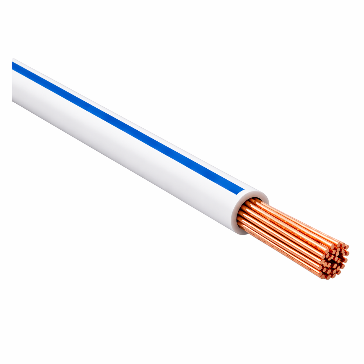 FLRY-B ISO 6722 Class B Thinwall Single-Core Wire 1.0 mm² 100m - White / Blue