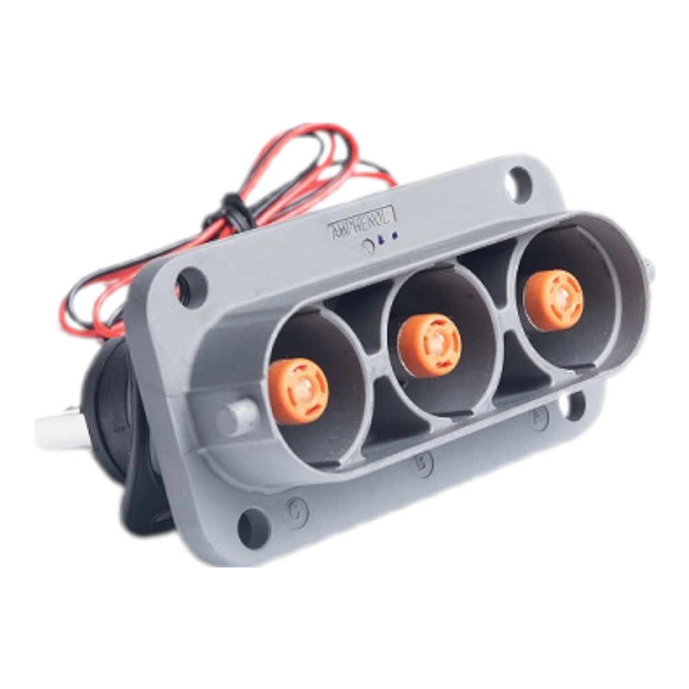 Amphenol PowerLok PL083X-301-10D8-2 3 way panel mount socket M8 busbar lug X key