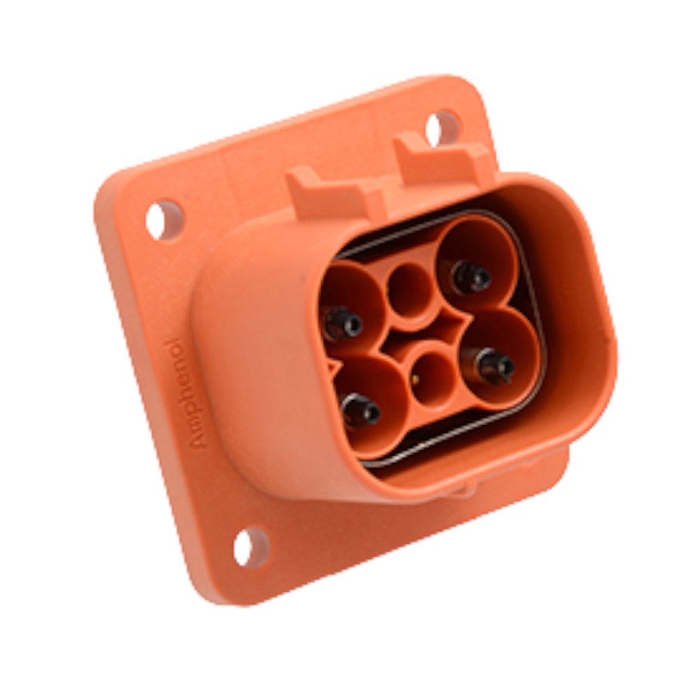 Amphenol ePower-Lite ELR4Z04 4 way receptacle 10mm, key Z bulkhead - Orange
