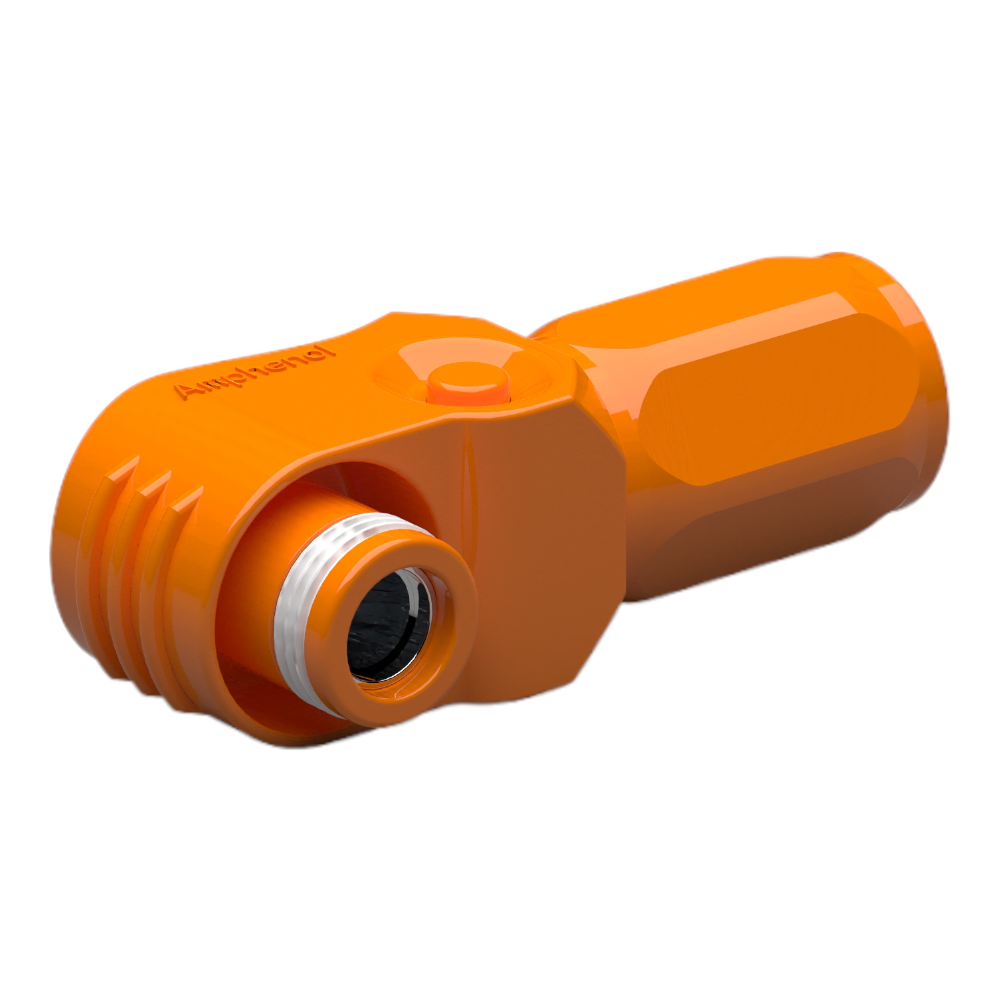 Amphenol Surlok Plus SLPPC50BSO0 1 way right angle plug for 50mm, 90° keyway, Orange
