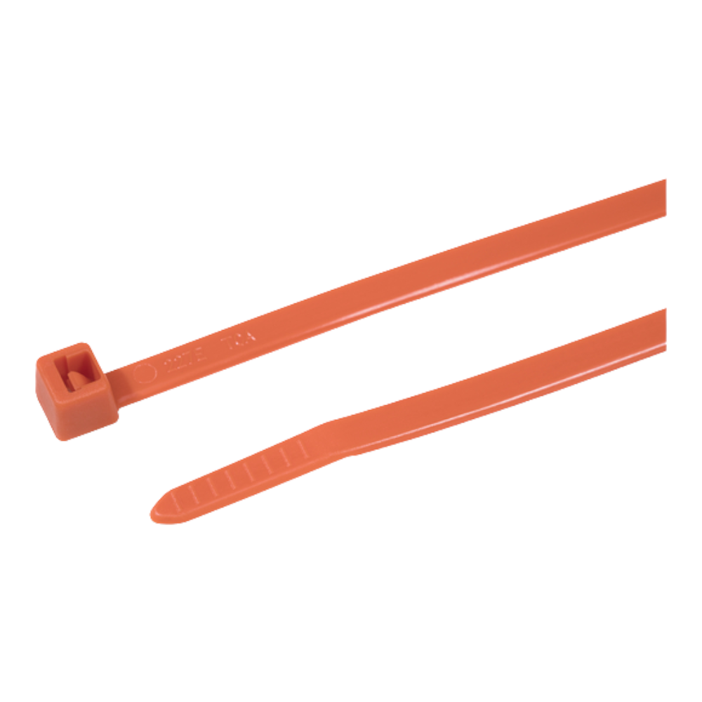 HellermannTyton T50R-PA66-OG Cable Tie, PA66, 200 mm x 4.6 mm, max. ⌀ 50 mm, Orange, Pack of 100