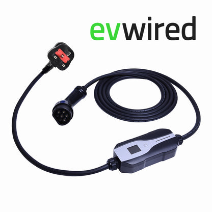 EV Wired EVW5M13A-T2UK 5m straight 13Amp Type 2 - 3 Pin UK Charging Cable